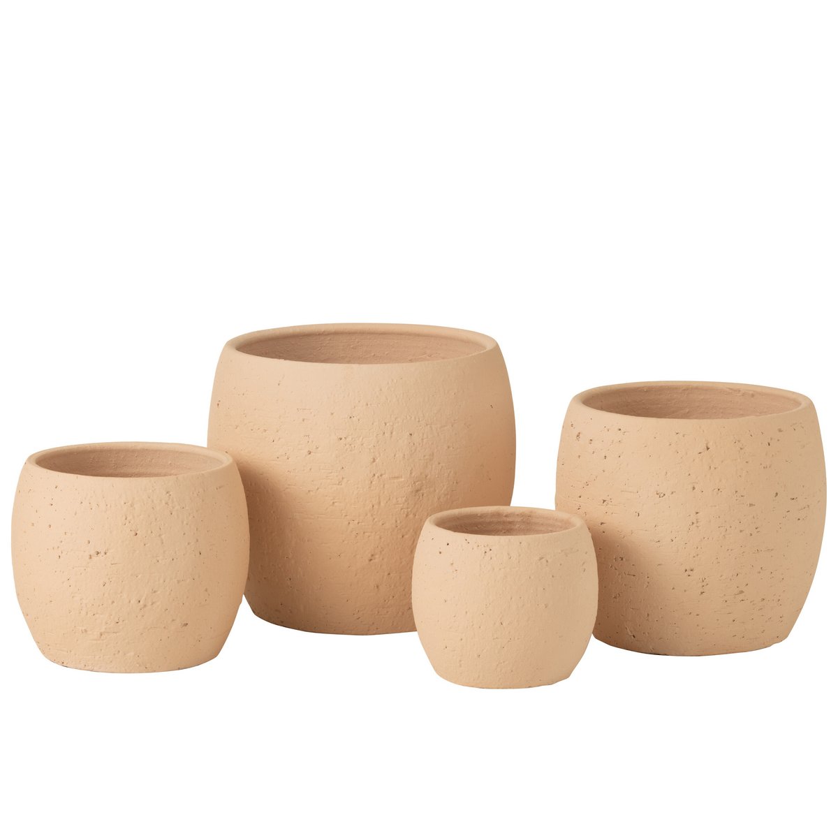 Pot de fleur J-Line Enya en céramique beige, vue de face