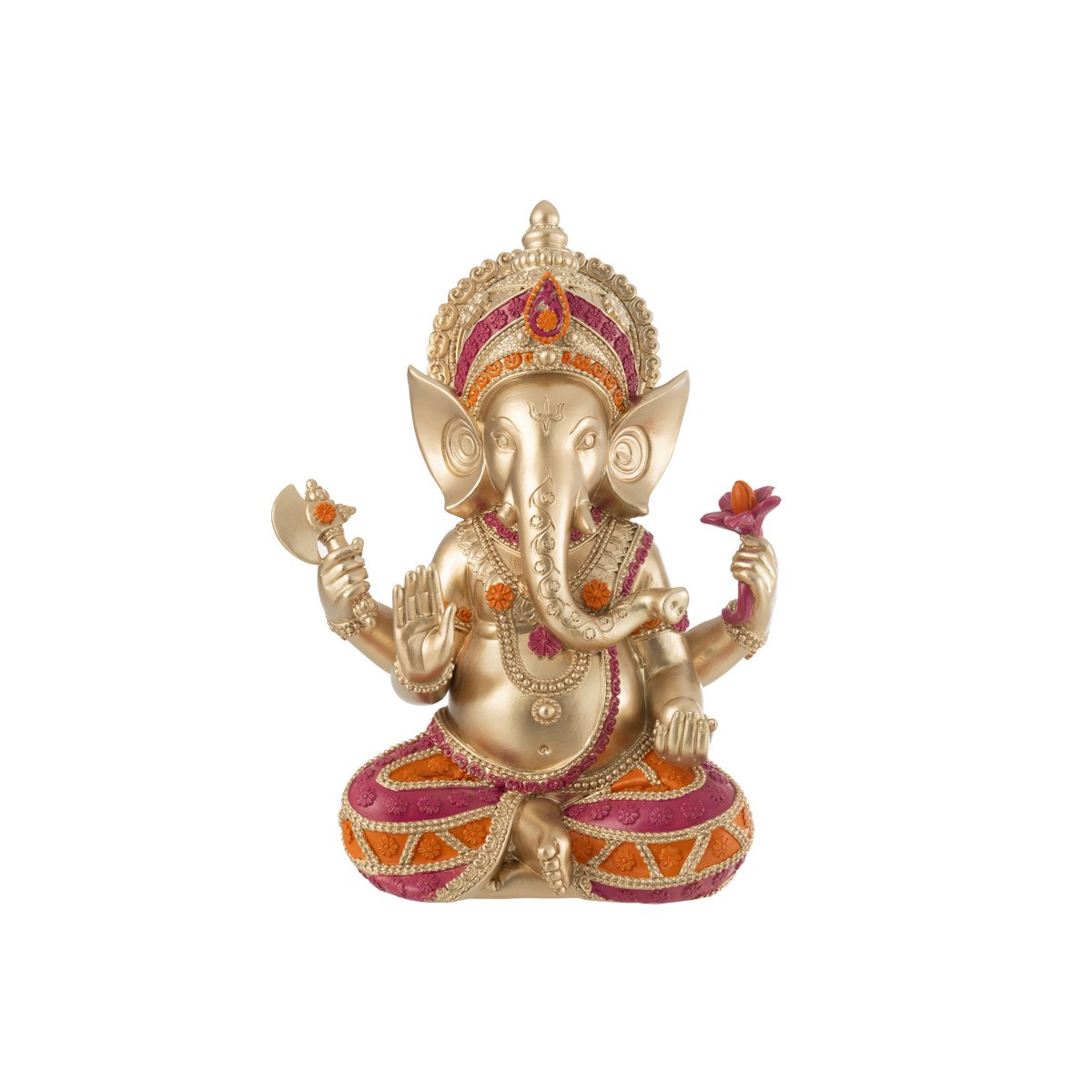 Figurine Ganesha en résine multicolore, vue de face