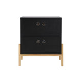 Commode noire Moebilia vue de face avec deux tiroirs