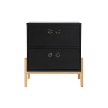 Commode noire Moebilia vue de face avec deux tiroirs