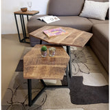 Lot de 2 tables basses (6 pièces) 1 table de salon palette structure métal Munich