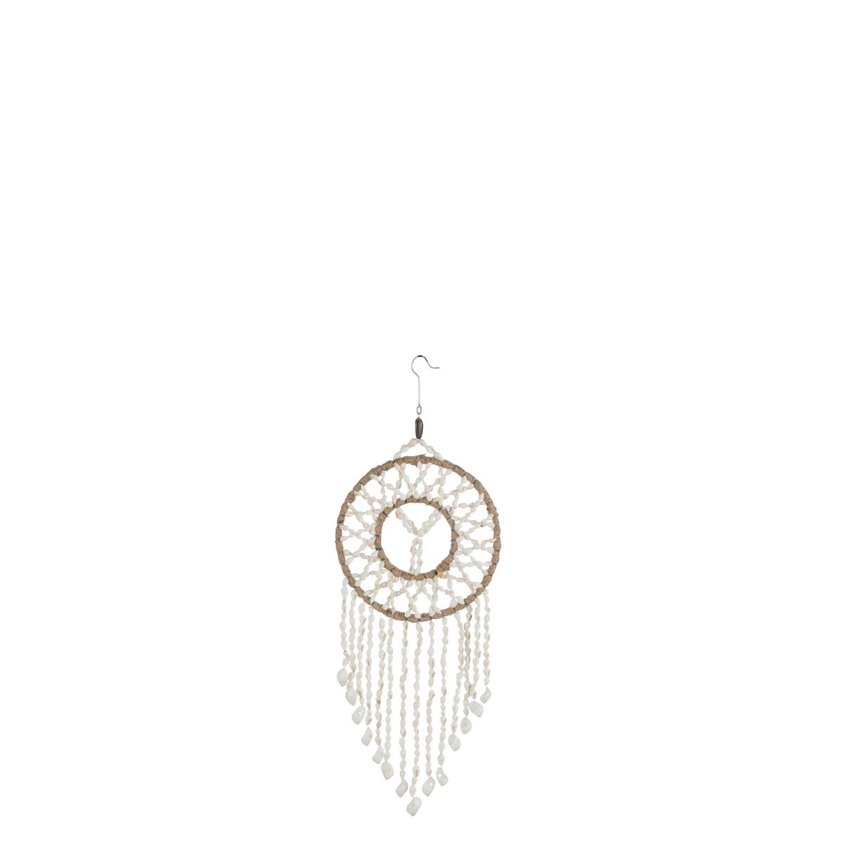 Attrape-rêves Mandala J-Line en bois blanc, style bohème, 36cm de hauteur