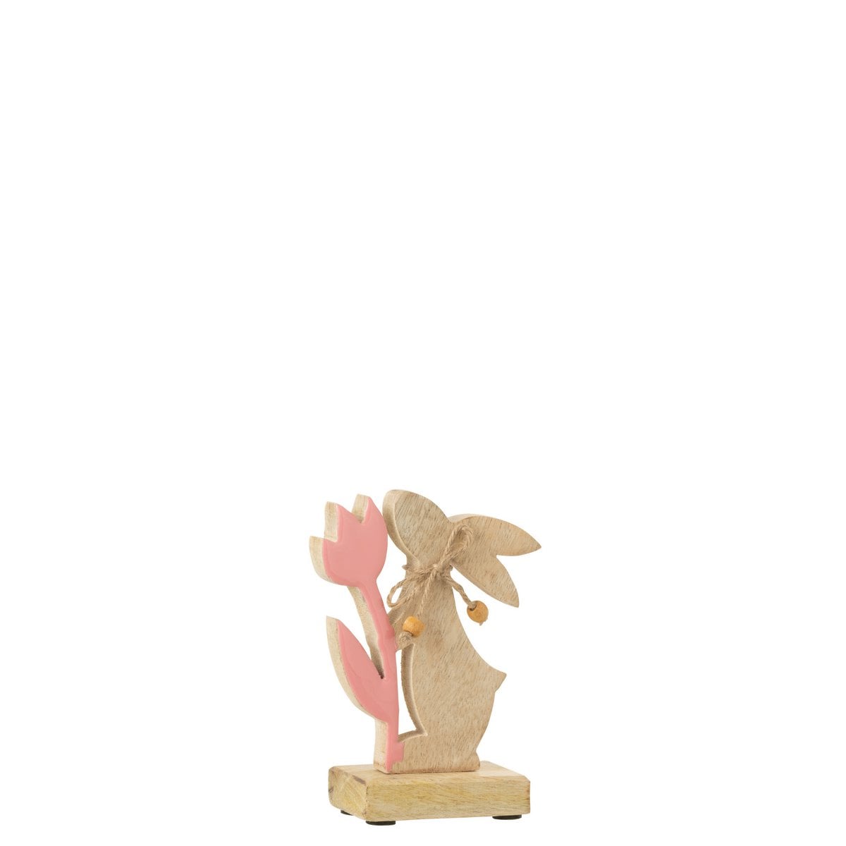 Lapin décoratif J-Line en bois rose, élégant et raffiné