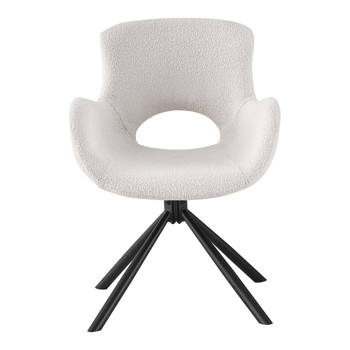 Vue latérale de la chaise pivotante Amorim avec structure en métal