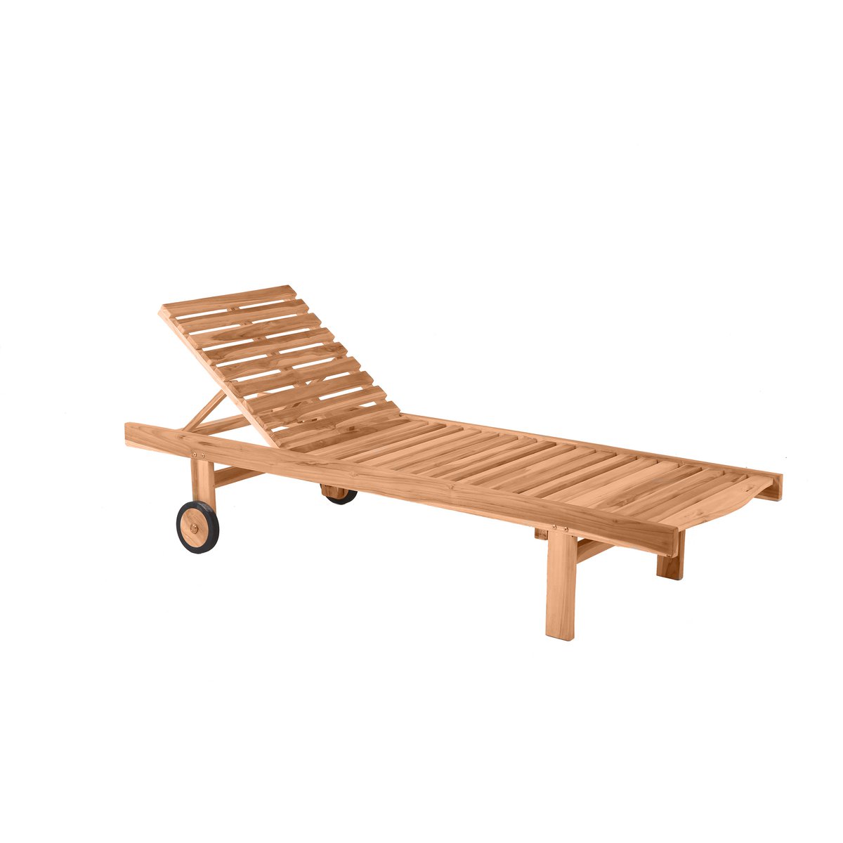 Chaise longue de jardin en teck avec dossier réglable