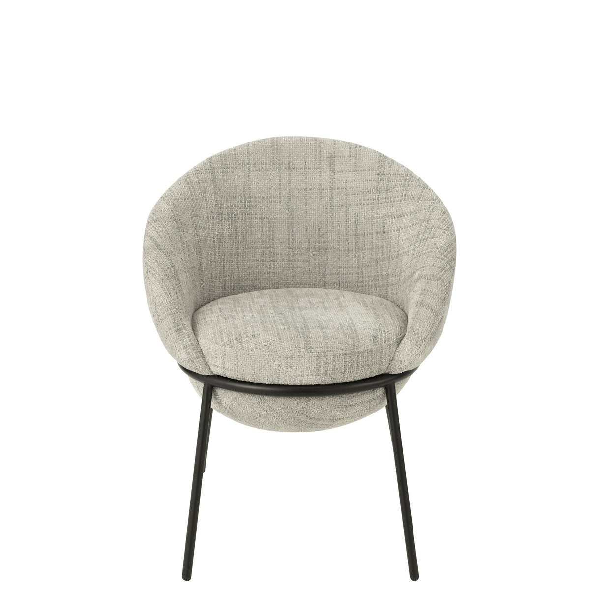 Chaise J-Line en métal gris/noir vue de face, design contemporain