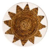 Panier Mural Rond Boho – Décoration Murale Tissée – Bol Décoratif – Plaque Murale Tissée avec Motif Étoile Brodé ADARI (2 tailles, Ø30/40 cm)