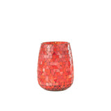Lanterne mosaïque J-Line en verre rouge et rose, vue de face