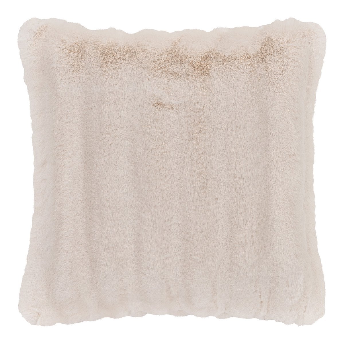 Coussin Galène en fourrure blanche sur un canapé moderne