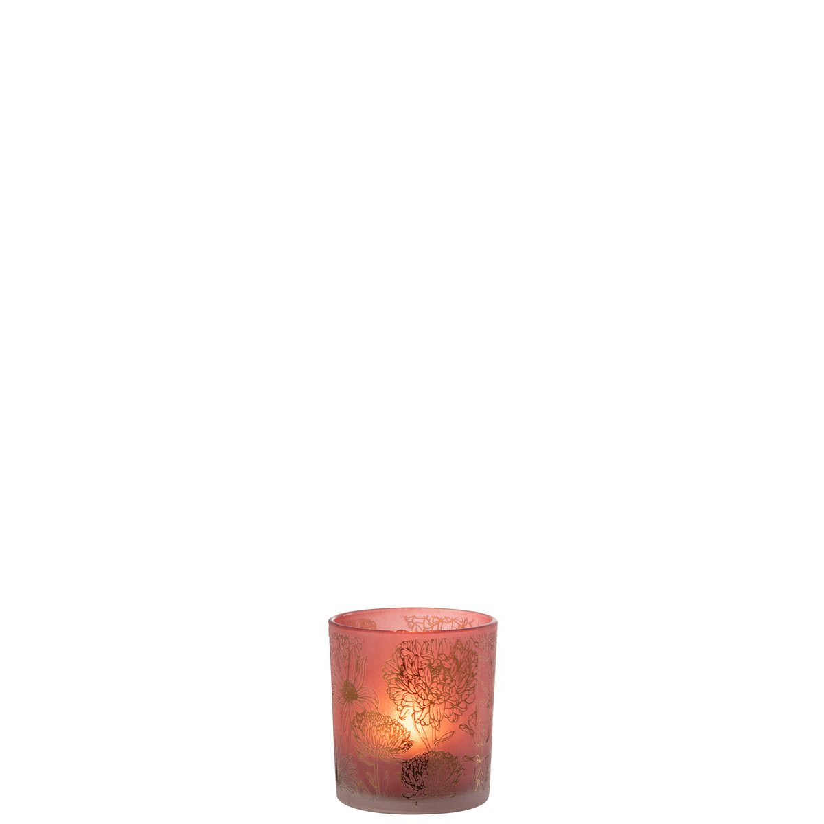 Lanterne J-Line Flowers en verre rouge et or, vue de face