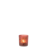 Lanterne J-Line Flowers en verre rouge et or, vue de face
