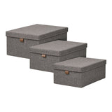 Lot de 3 boîtes de rangement Noto en textile gris foncé, vue d'ensemble