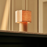 Lampe de table rechargeable en bois clair marron