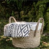 Paniers ronds en jonc de mer avec cordons en coton blanc WAIGEO (3 tailles) Panier à linge ou de rangement décoratif