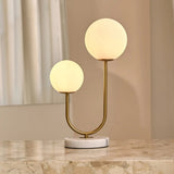 Lampe à poser en marbre blanc et métal doré