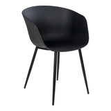 Chaise de salle à manger Roda en noir avec pieds en acier, vue de face