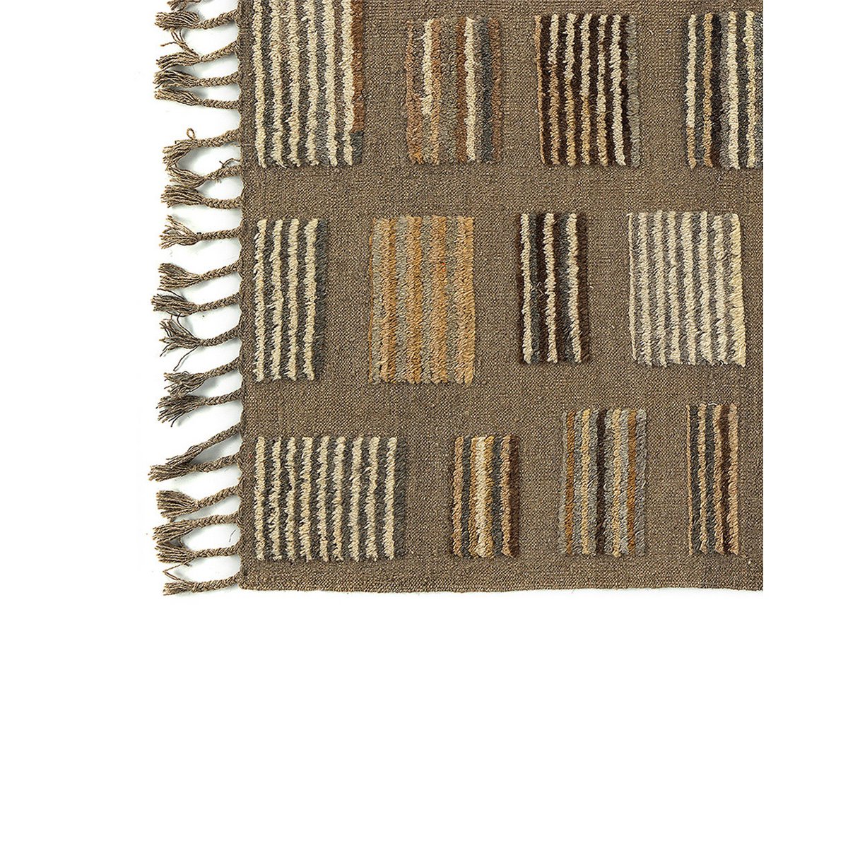 Tapis afghan tissé à la main avec motifs géométriques terreux