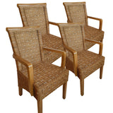 Chaises de salle à manger Ensemble avec des accoudoirs 4 morceaux de chaises de rotin brun Perth grignoter les fauteuils durables