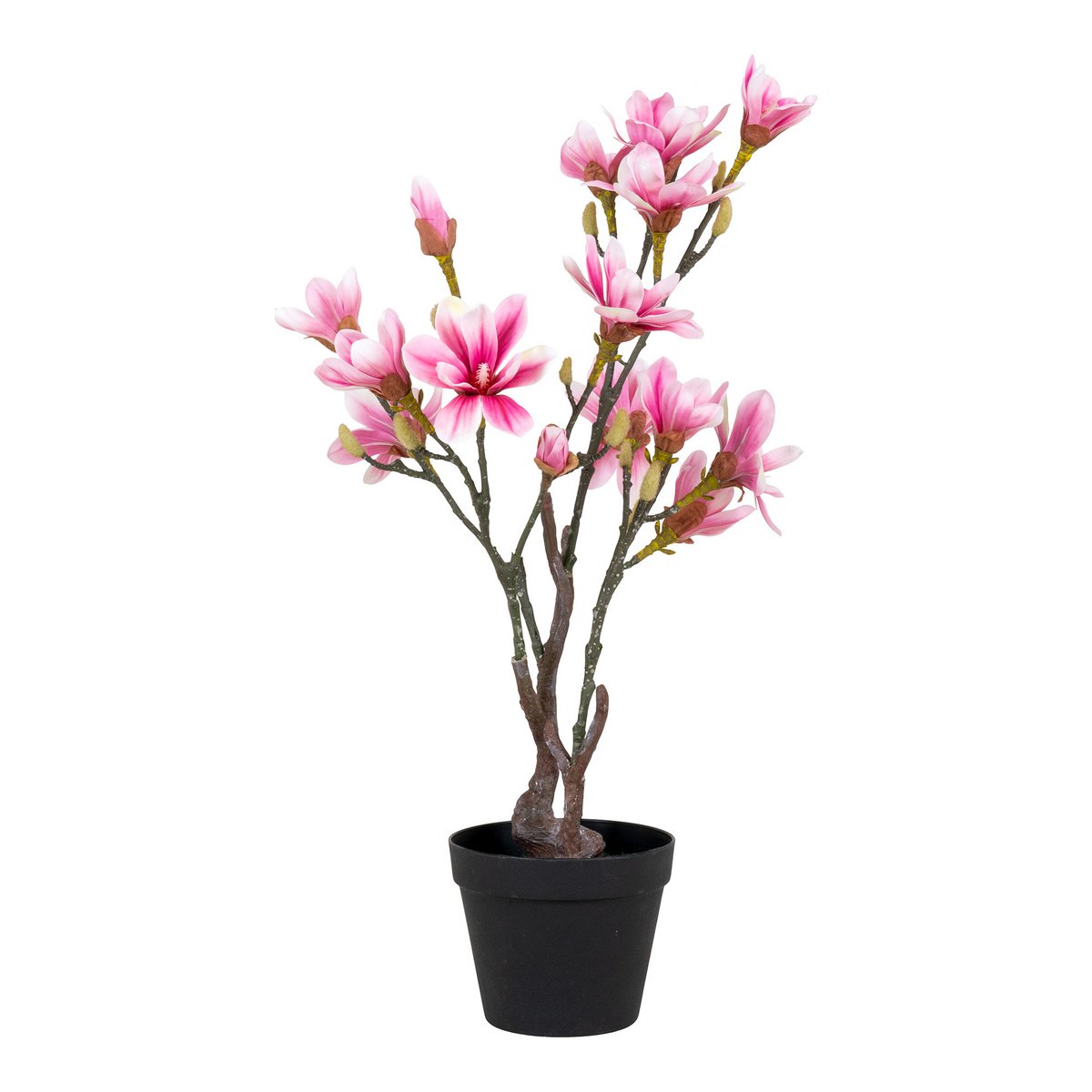 Magnolia artificiel vert et rose avec fleurs délicates