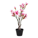 Magnolia artificiel vert et rose avec fleurs délicates