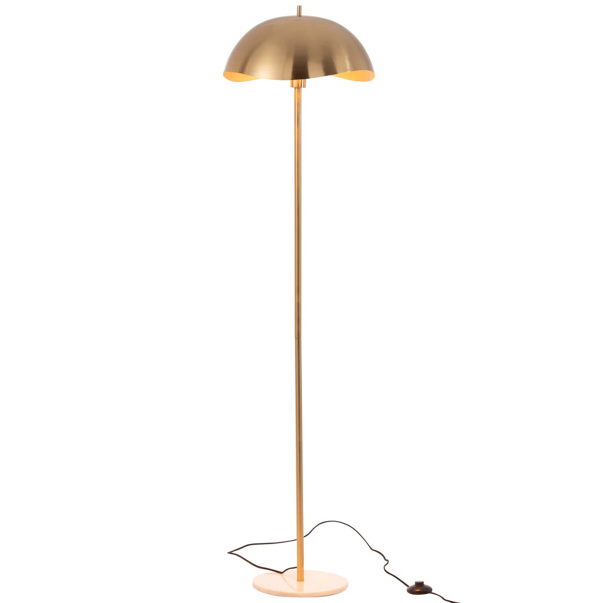 Lampadaire J-Line en métal et marbre doré, vue de face