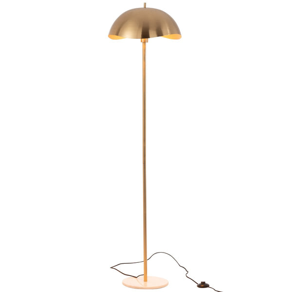 Lampadaire J-Line en métal et marbre doré, vue de face