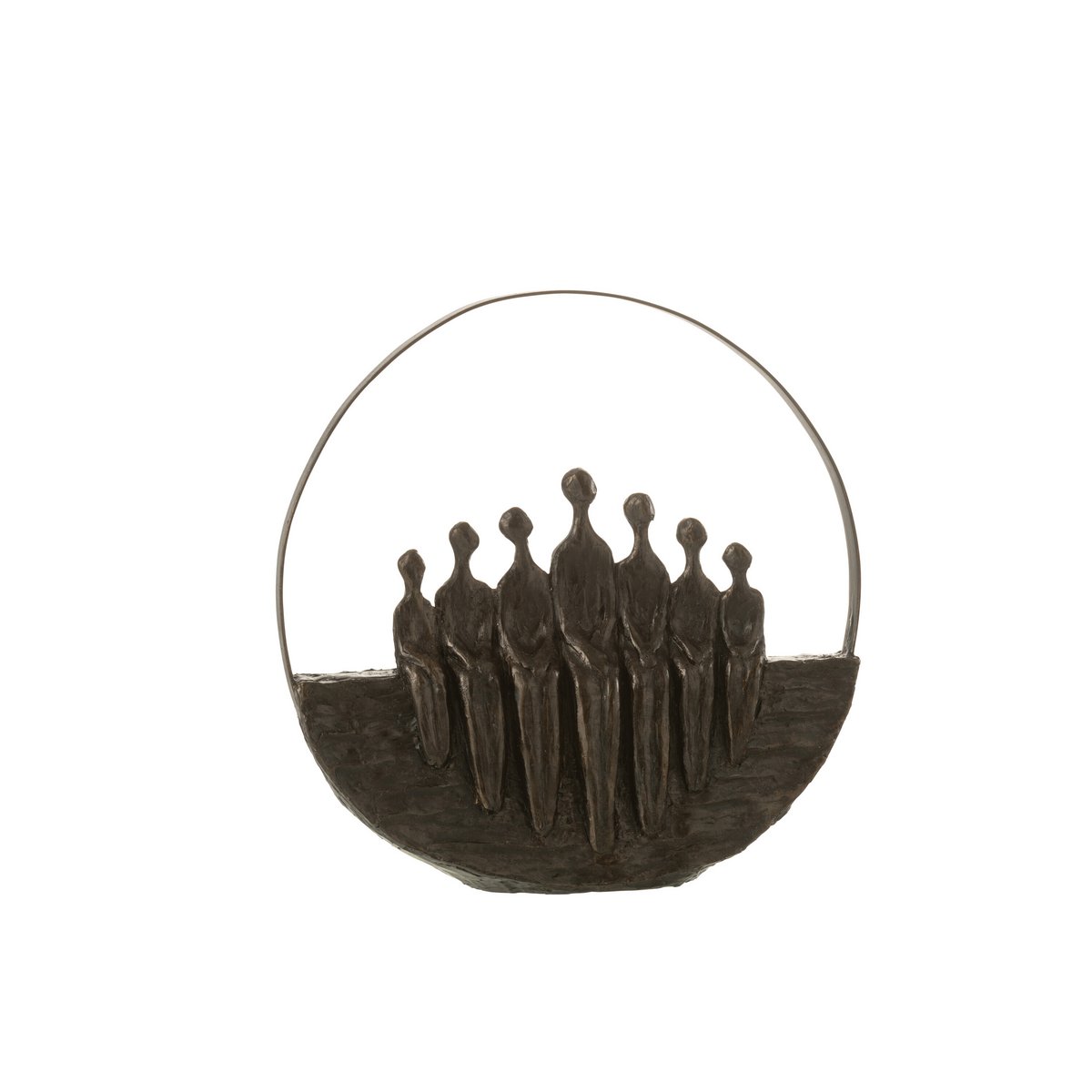 Sculpture J-Line Figures 7 pièces Cercle Poly Marron Foncé, design contemporain en poly résine