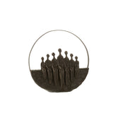 Sculpture J-Line Figures 7 pièces Cercle Poly Marron Foncé, design contemporain en poly résine
