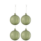 Coffret de 4 boules de Noël en verre vert moyen J-Line, élégance festive