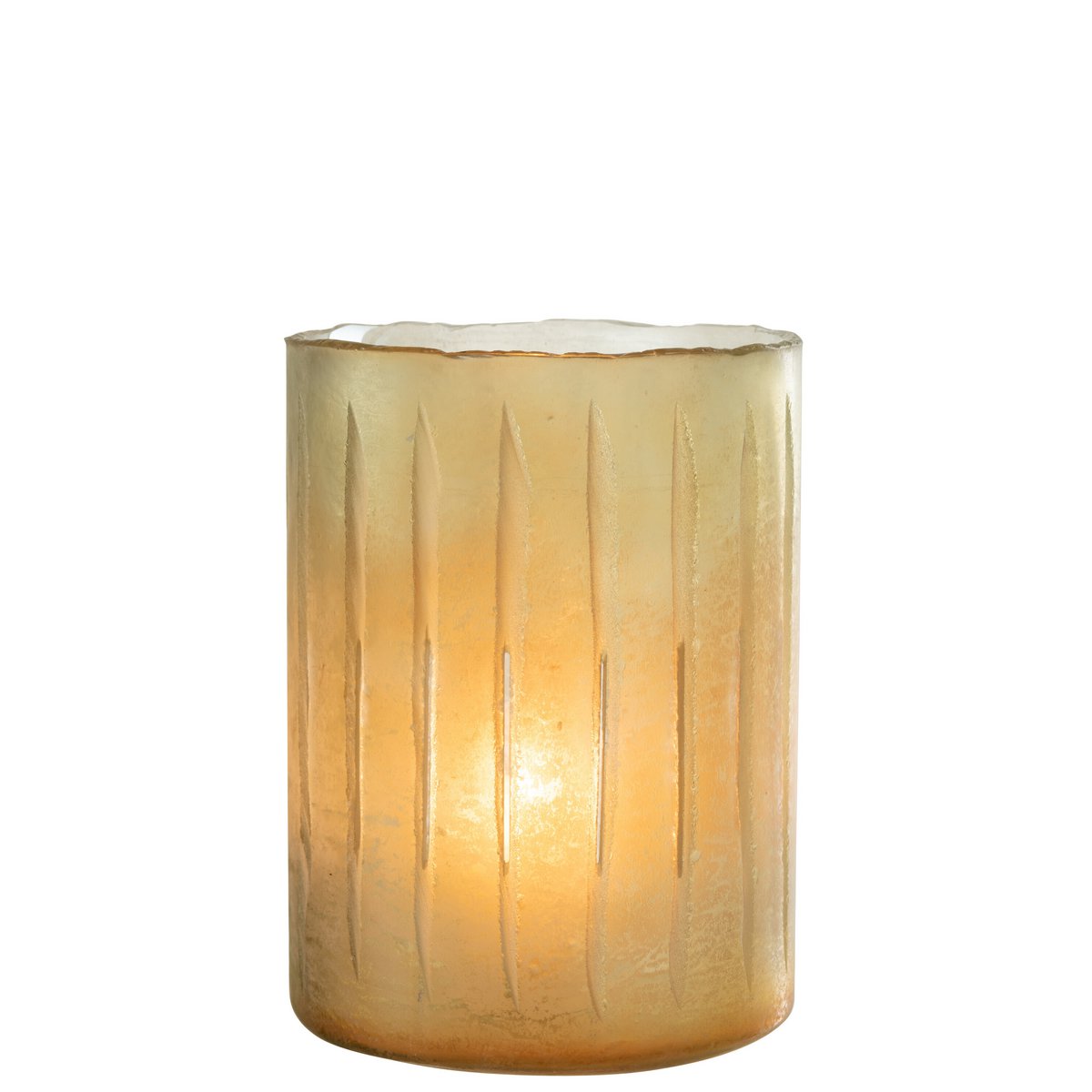 Lanterne J-Line Stripes en verre jaune, vue de face