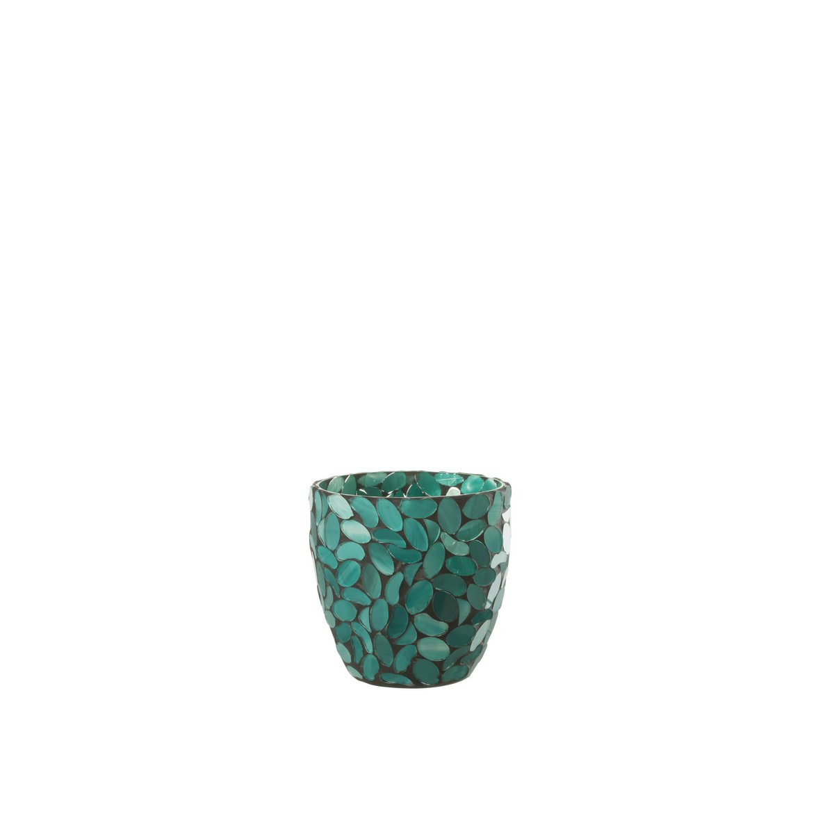Photophore J-Line Mosaic en verre azur - en situation dans un salon