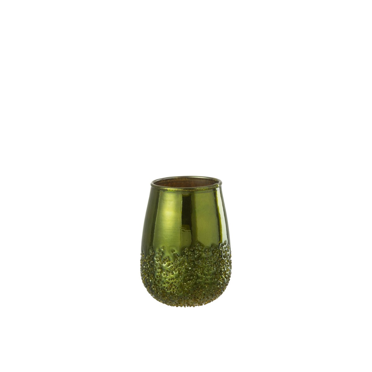 Bougeoir J-Line Miroir en verre vert - vue de face