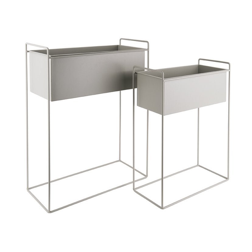 Set de pots de fleurs Essence Straight en gris foncé, vue de face