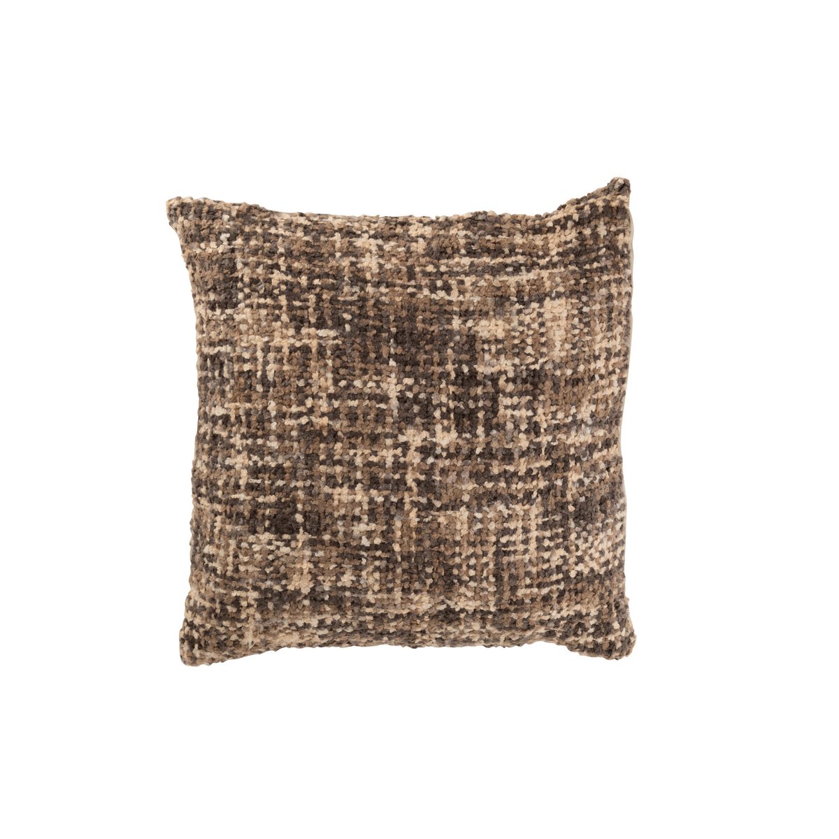 Coussin Tweed J-Line Marron/Beige avec texture élégante