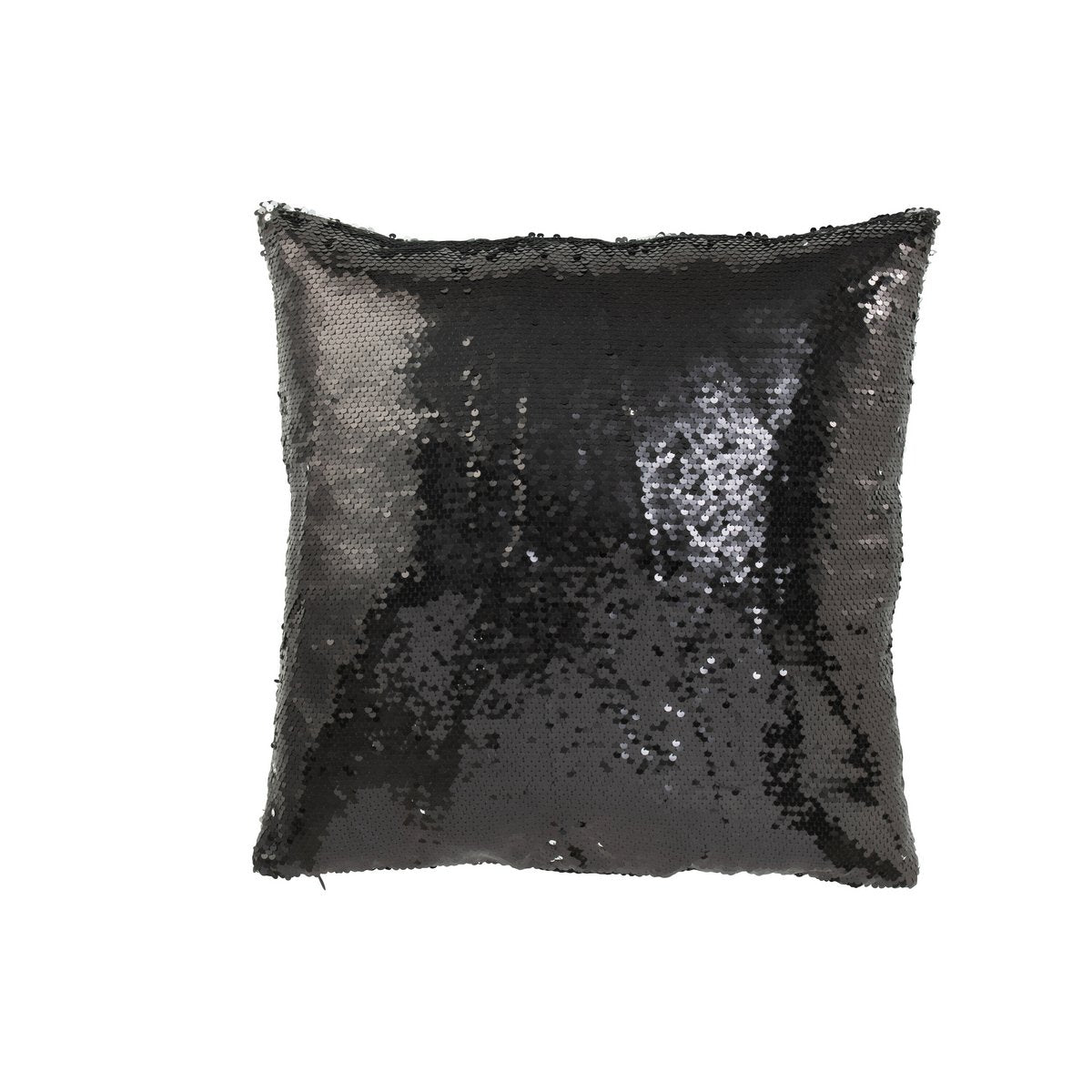 Coussin J-Line Réversible Paillette Noir/Argent vue de face