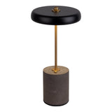 Lampe de table de batterie "seta" noir de 30 cm de haut en métal et en béton, avec une LED fermement construite