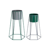 Ensemble de pots de fleurs rétro en fer gris, design élégant et dimensions généreuses