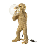 Lampe de table J-Line Monkey en polyrésine dorée, vue avant