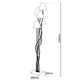 Lampe debout "colori", lampadaire avec parapluies textiles colorés, avec version E14, pour salle à manger, salon, couloir ou bureau, 156 cm de haut