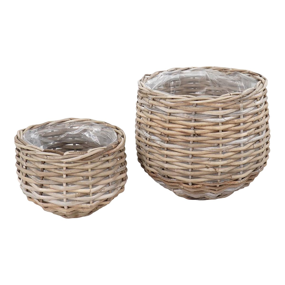 Paniers Island en rotin naturel, lot de 2, vue de face