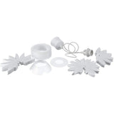 La lampe pendentielle "Lotus" a joué la lampe suspendue en plastique blanc, avec des LED fermement installées et un Øvon env. 47 cm