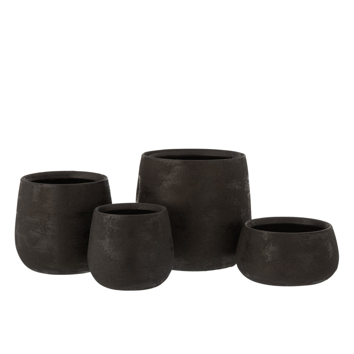 Détail du pot de fleurs J-Line en céramique noire, texture