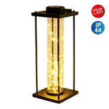 LED SOLAR LUMIÈRE "FAIRYlight" pour la terrasse et le balcon, en métal noir et en verre, solidement construit -e LEDS, lampe de décoration pour l'extérieur de 51,5 cm de haut