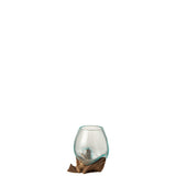 Vase Gamal en bois et verre, design scandinave avec détails naturels