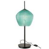 Vue latérale de la lampe J-Line en verre vert, mettant en avant sa hauteur