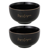 Bol J-Line Départ Joyeux en porcelaine noir et or, vue de face