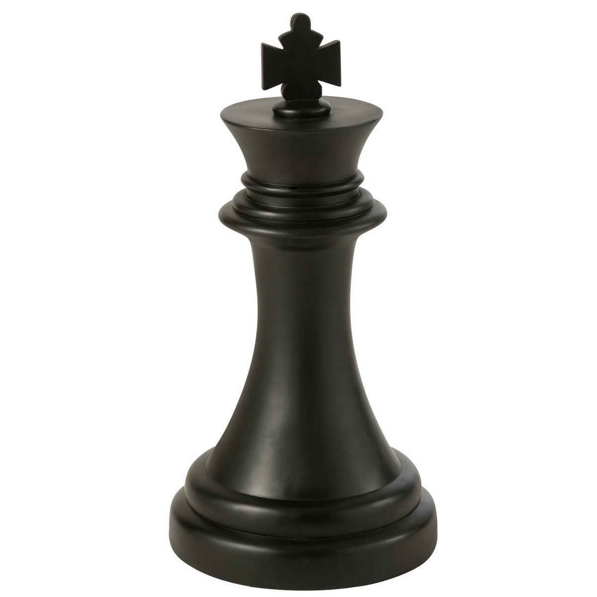 Pièce d'échec King J-Line en polyrésine noire, vue de face