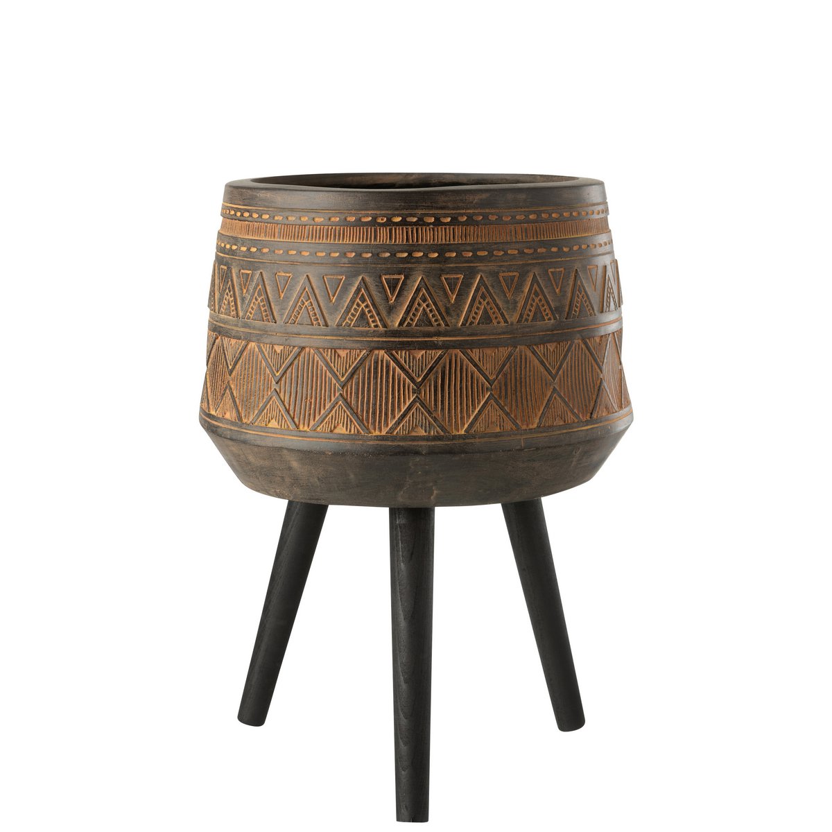 Pot de fleurs J-Line marron/beige en situation dans un salon moderne