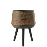 Pot de fleurs J-Line marron/beige en situation dans un salon moderne