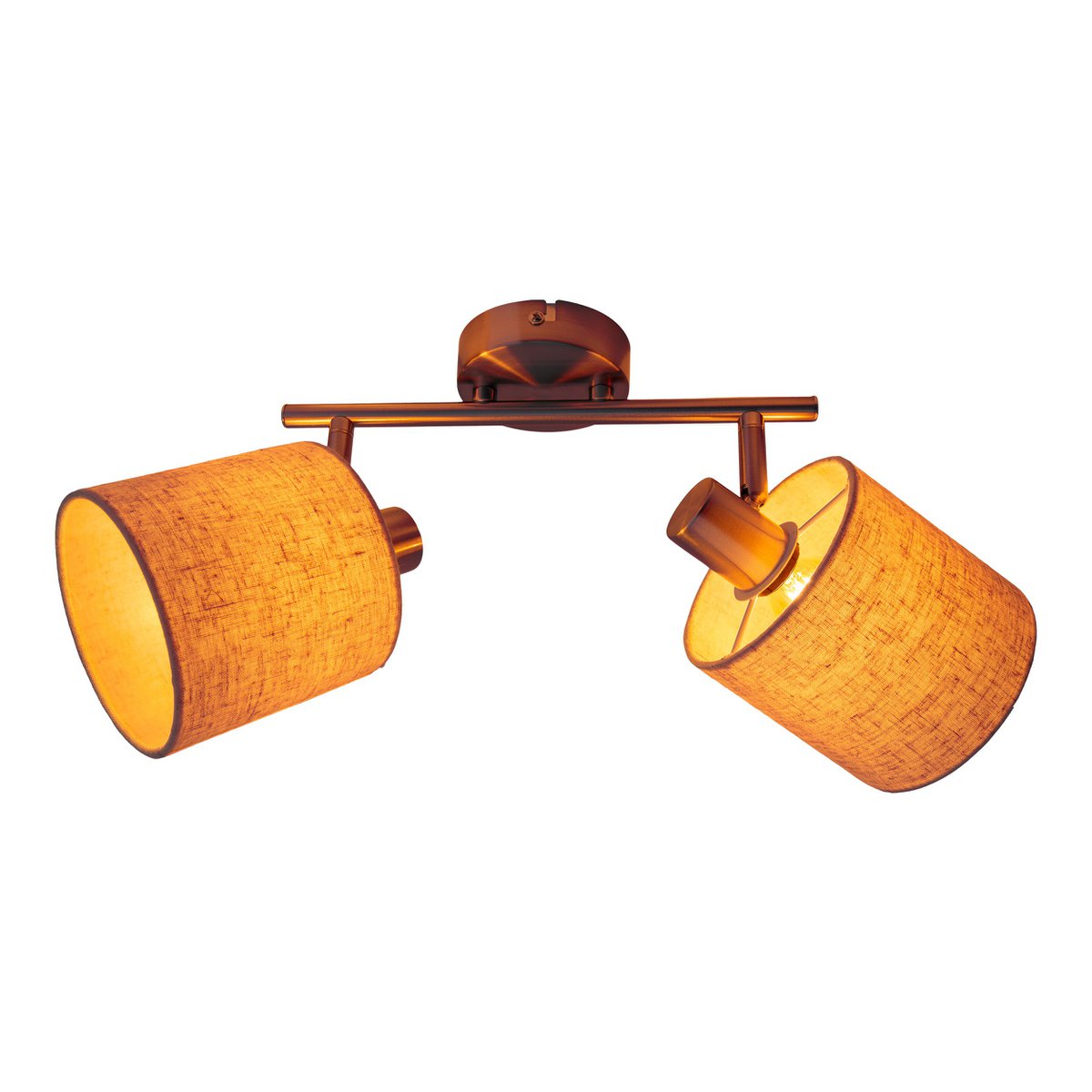 Mur et plafond à 2 places "Maron" en métal-satin avec parapluies en tissu dans la nature, avec une douille E14, la lampe pour le salon, la salle à manger, le couloir et le bureau, 46 x 12 cm